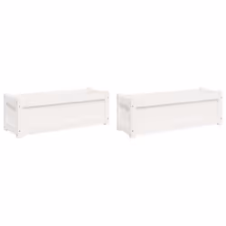 vidaXL Garden Planters Flower Pot Patio Plant Pot 2 pcs White Solid Wood Pine