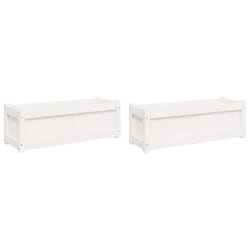 vidaXL Garden Planters Flower Pot Patio Plant Pot 2 pcs White Solid Wood Pine