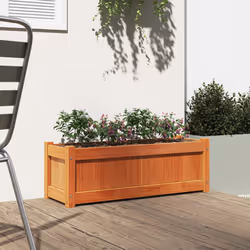 vidaXL Garden Planters Outdoor Flower Pot 2 pcs Wax Brown Solid Wood Pine - 1 pcs - Additional view 2