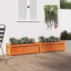 vidaXL Garden Planters Outdoor Flower Pot 2 pcs Wax Brown Solid Wood Pine - 2 pcs - Additional view 2