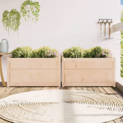 vidaXL Garden Planters Flower Pot Planter Box Plant Pot 2 pcs Solid Wood Pine