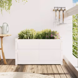 vidaXL Garden Planter Flower Pot Planter Box Plant Pot White Solid Wood Pine