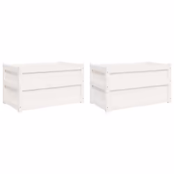 vidaXL Garden Planters Flower Pot Patio Plant Pot 2 pcs White Solid Wood Pine