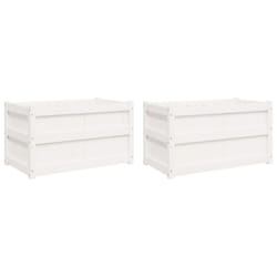 vidaXL Garden Planters Flower Pot Patio Plant Pot 2 pcs White Solid Wood Pine