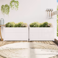 vidaXL Garden Planters Flower Pot Patio Plant Pot 2 pcs White Solid Wood Pine