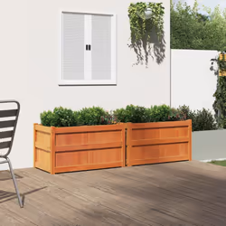 vidaXL Garden Planter Flower Pot Outdoor Planter Wax Brown Solid Wood Pine - 2 pcs - Additional view 2