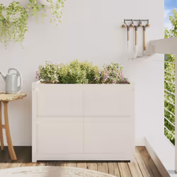 vidaXL Garden Planter Patio Flower Pot Plant Pot Planter Box Solid Wood Pine - white pine