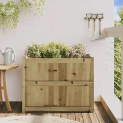 vidaXL Garden Planter Patio Flower Pot Plant Pot Planter Box Solid Wood Pine - natural impregnated