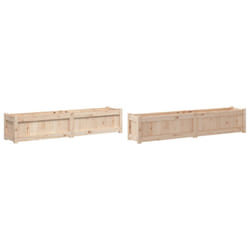 vidaXL Garden Planters Patio Flower Pot Plant Pot Planter Box Solid Wood Pine - natural pine, 2 pcs