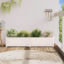 vidaXL Garden Planters Patio Flower Pot Plant Pot Planter Box Solid Wood Pine - white pine, 1 pcs