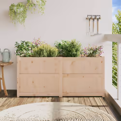 vidaXL Garden Planter Patio Flower Pot Plant Pot Planter Box Solid Wood Pine - natural pine