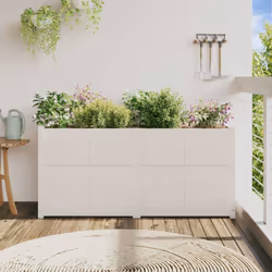 vidaXL Garden Planter Patio Flower Pot Plant Pot Planter Box Solid Wood Pine - white pine