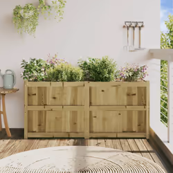 vidaXL Garden Planter Patio Flower Pot Plant Pot Planter Box Solid Wood Pine - natural impregnated