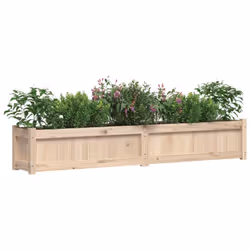 vidaXL Garden Planters Patio Flower Pot Plant Pot Planter Box Solid Wood Pine - natural pine, 2 pcs
