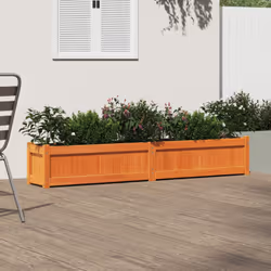 vidaXL Garden Planters Patio Flower Pot Plant Pot Planter Box Solid Wood Pine - brown pine, 1 pcs - Additional view 2