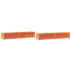 vidaXL Garden Planters Patio Flower Pot Plant Pot Planter Box Solid Wood Pine - brown pine, 2 pcs