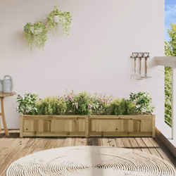 vidaXL Garden Planters Patio Flower Pot Plant Pot Planter Box Solid Wood Pine - natural impregnated, 1 pcs