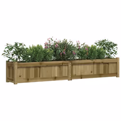 vidaXL Garden Planters Patio Flower Pot Plant Pot Planter Box Solid Wood Pine - natural impregnated, 2 pcs