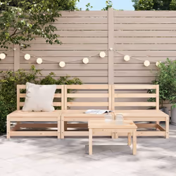 vidaXL Garden Lounge Set Outdoor Lounge Set Corner Sofa Couch Solid Pinewood - natural pine, 3-seater