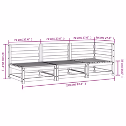 vidaXL Garden Lounge Set Outdoor Lounge Set Corner Sofa Couch Solid Pinewood - white pine, corner + 2x chair