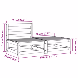vidaXL Garden Lounge Set Outdoor Lounge Set Corner Sofa Couch Solid Pinewood - natural impregnated, chair + footrest - Additional view 9