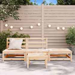 vidaXL Garden Lounge Set Outdoor Lounge Set Corner Sofa Couch Solid Pinewood - natural pine, 2x chair + footrest - Additional view 2
