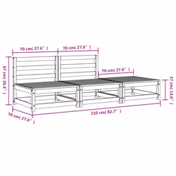 vidaXL Garden Lounge Set Outdoor Lounge Set Corner Sofa Couch Solid Pinewood - natural pine, 2x chair + footrest - Additional view 3