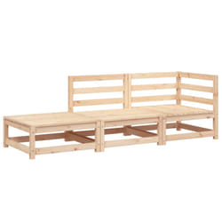 vidaXL Garden Lounge Set Outdoor Lounge Set Corner Sofa Couch Solid Pinewood - natural pine, corner + chair + footrest