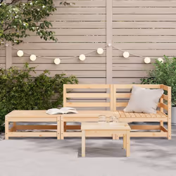 vidaXL Garden Lounge Set Outdoor Lounge Set Corner Sofa Couch Solid Pinewood - natural pine, corner + chair + footrest
