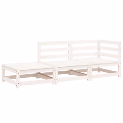 vidaXL Garden Lounge Set Outdoor Lounge Set Corner Sofa Couch Solid Pinewood - white pine, corner + chair + footrest