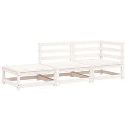 vidaXL Garden Lounge Set Outdoor Lounge Set Corner Sofa Couch Solid Pinewood - white pine, corner + chair + footrest