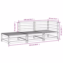 vidaXL Garden Lounge Set Outdoor Lounge Set Corner Sofa Couch Solid Pinewood - white pine, corner + chair + footrest