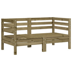 vidaXL Garden Sofa Outdoor Sofa Wooden Sectional Sofa Seat Solid Wood Pine - natural impregnated, 2 pcs/corner sofa