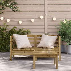 vidaXL Garden Sofa Outdoor Sofa Wooden Sectional Sofa Seat Solid Wood Pine - natural impregnated, 2 pcs/corner sofa