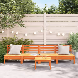 vidaXL Garden Sofas Armless Outdoor Sofas 4 pcs Wax Brown Solid Wood Pine