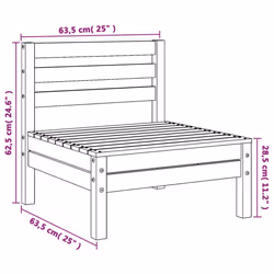 vidaXL Garden Sofas Armless Outdoor Sofas 4 pcs Wax Brown Solid Wood Pine - Additional view 8