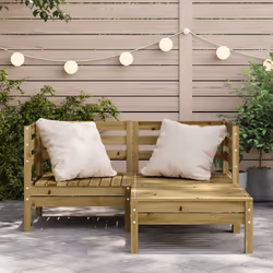 vidaXL Garden Sofa Outdoor Sofa Wooden Sectional Sofa Seat Solid Wood Pine - natural impregnated, 1 pcs/2x corner + footrest - Additional view 2