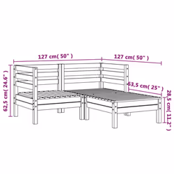 vidaXL Garden Sofa Outdoor Sofa Wooden Sectional Sofa Seat Solid Wood Pine - natural impregnated, 1 pcs/2x corner + footrest - Additional view 3