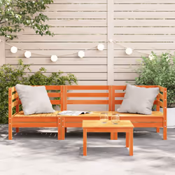 vidaXL Garden Sofa Outdoor Sofa Wooden Sectional Sofa Seat Solid Wood Pine - wax brown, 1 pcs/2x corner + middle