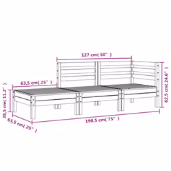 vidaXL Garden Sofa Outdoor Sofa Wooden Sectional Sofa Seat Solid Wood Pine - natural impregnated, 1 pcs/3-seater - Additional view 3