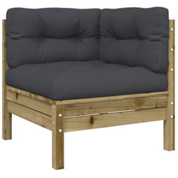 vidaXL Garden Sofa with Cushions and Footstool Outdoor Sofa Solid Wood Pine - natural impregnated, corner sofa