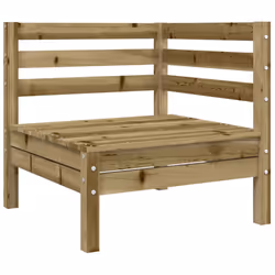 vidaXL Garden Sofa with Cushions and Footstool Outdoor Sofa Solid Wood Pine - natural impregnated, corner sofa - Additional view 4