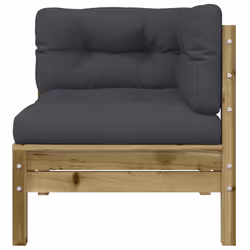 vidaXL Garden Sofa with Cushions and Footstool Outdoor Sofa Solid Wood Pine - natural impregnated, corner sofa - Additional view 6