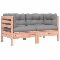 ) vidaXL Garden Sofa with Cushions and Footstool Outdoor Sofa Solid Wood Pine - natural douglas, corner sofa (2 pcs