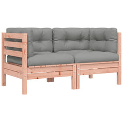 ) vidaXL Garden Sofa with Cushions and Footstool Outdoor Sofa Solid Wood Pine - natural douglas, corner sofa (2 pcs