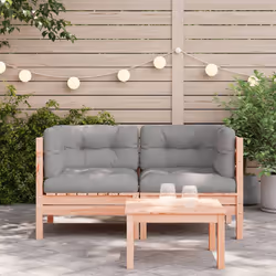 ) vidaXL Garden Sofa with Cushions and Footstool Outdoor Sofa Solid Wood Pine - natural douglas, corner sofa (2 pcs