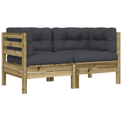 ) vidaXL Garden Sofa with Cushions and Footstool Outdoor Sofa Solid Wood Pine - natural impregnated, corner sofa (2 pcs