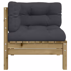 ) vidaXL Garden Sofa with Cushions and Footstool Outdoor Sofa Solid Wood Pine - natural impregnated, corner sofa (2 pcs - Additional view 6