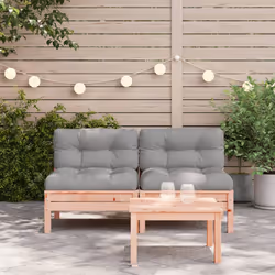 vidaXL Garden Sofa with Cushions and Footstool Outdoor Sofa Solid Wood Pine - natural douglas, 2-seater - Additional view 2