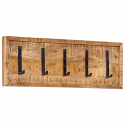vidaXL Wall-mounted Coat Rack with 5 Hooks Wall Coat Hook Solid Wood Mango - Additional view 8